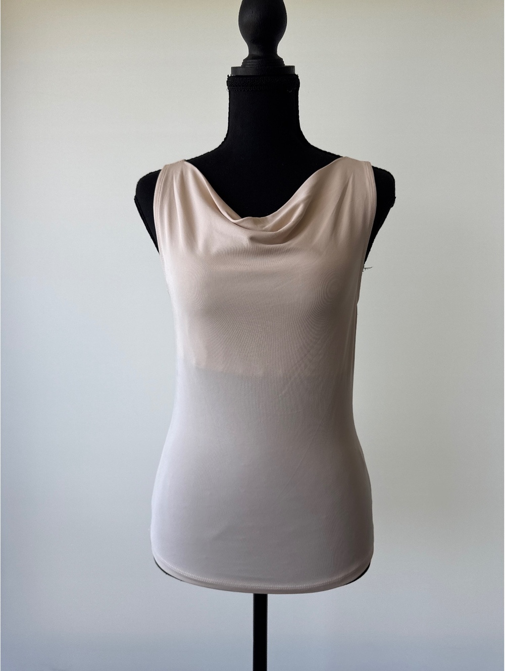 WAYF Cowl Neck Tank Top Women's Small NWT Beige Sleeveless Stretch Blouse